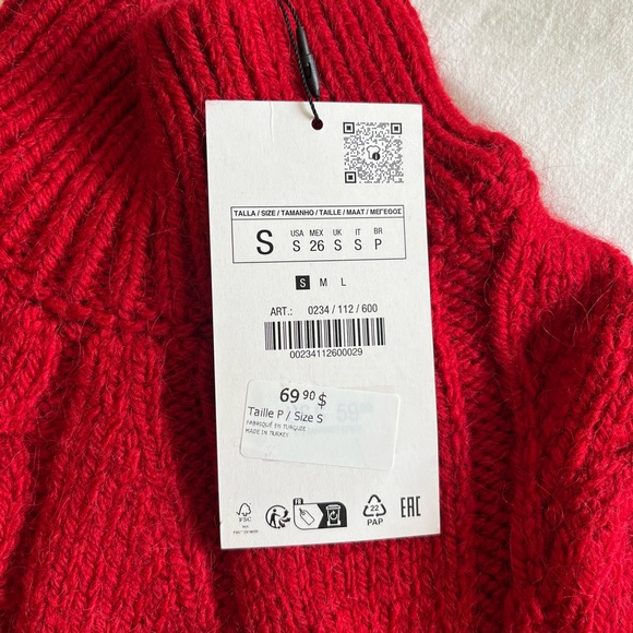 Cozy Red Zara Sweater Size Small - Picture 4 of 5